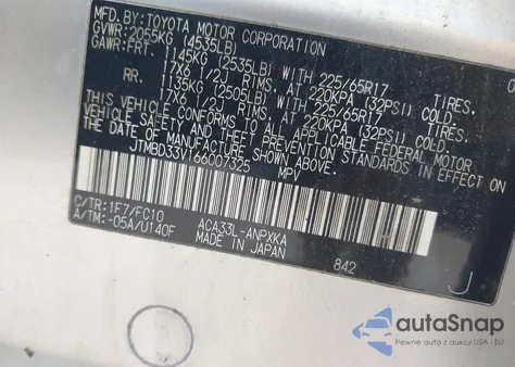 2006 Toyota Rav4 из США, поврежденный, VIN JTMBD33V166007325